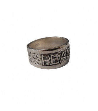 R002185 Handmade Sterling Silver Ring Band Peace Genuine Solid Stamped 925